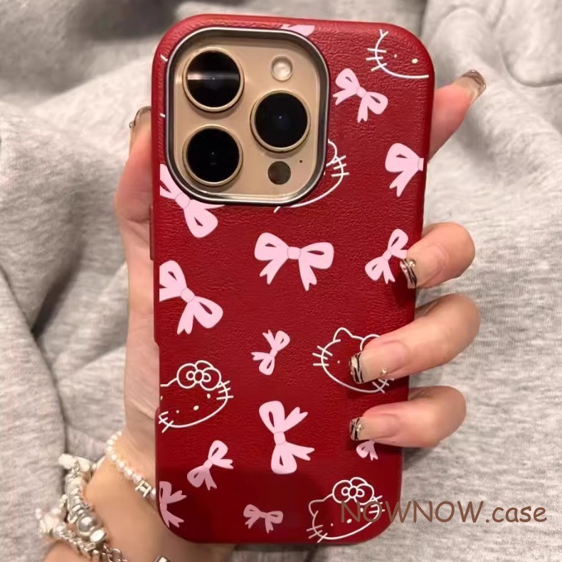 Iphone 16 15 14 13 12 11 Pro Max X XR XS Max 7 8 Plus INS น่ารักสีชมพูสาวหัวใจโบว์แมวเคสโทรศัพท์ปกอ่อน