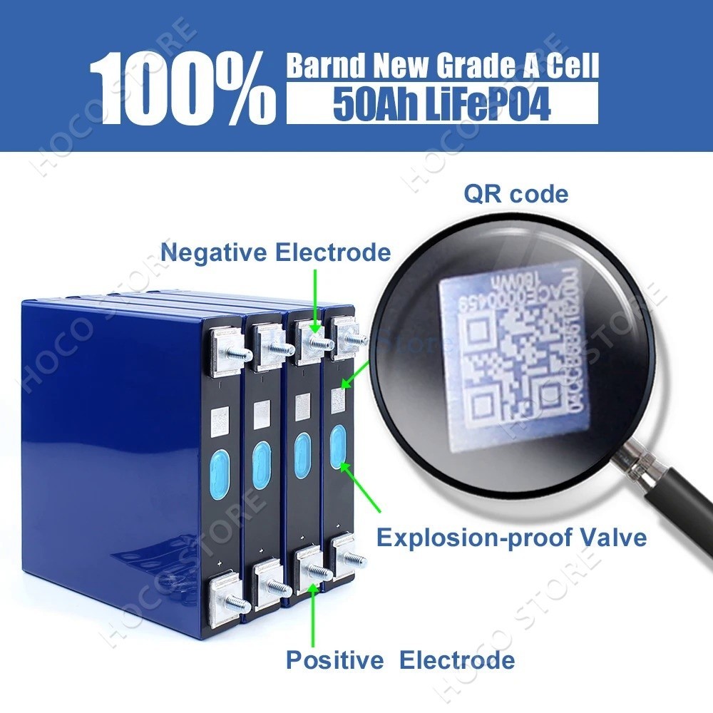 Lifepo4 battery 3.2V50ah แบตลิเธียมฟอสเฟต50ah แบตเตอรี่ลิเธียม 12v 50ah แหล่งจ่ายไฟพลังงานแสงอาทิตย์