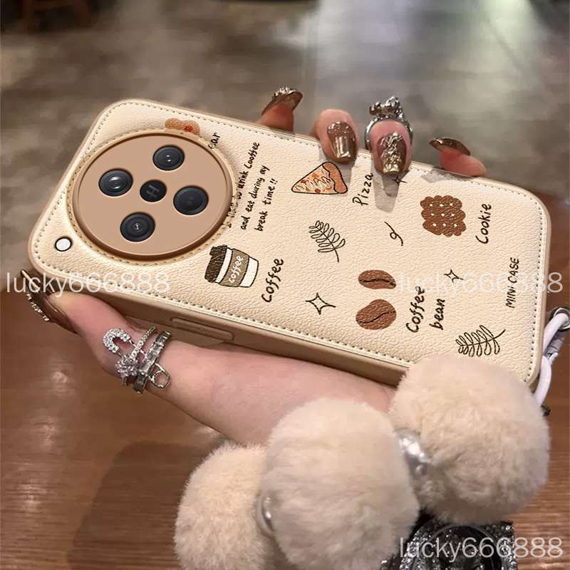 ส่งฟิล์มด้านหลัง OPPO find X8 Pro เคสโทรศัพท์ find x8pro กาแฟบิสกิตหมีการ์ตูนน่ารักออกแบบ Niche เคสป้องกันเคสป้องกัน