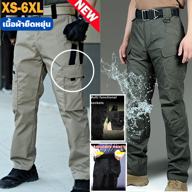 IX11 กางเกงคาร์โก้ กางเกงยุทธวิธี ผ้ายืด มีซับใน มีช่องกระเป๋าหลายช่อง XS-6XL