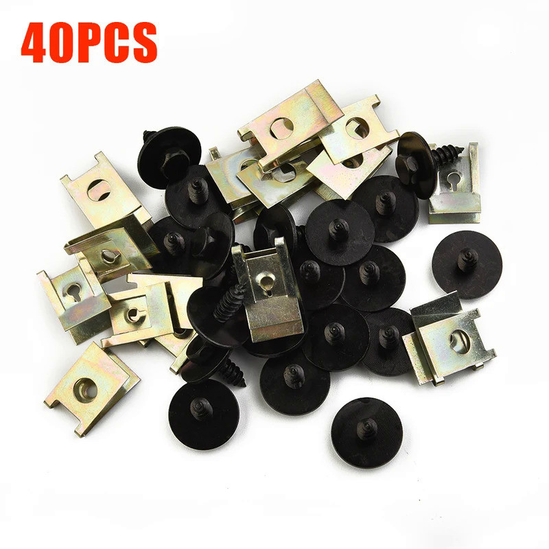 40Pcs Chassis Engine Guard Metal Nut/Screw Washers U-shape Clip 8mm Hex Bolt Head For BMW E81 E82 E8