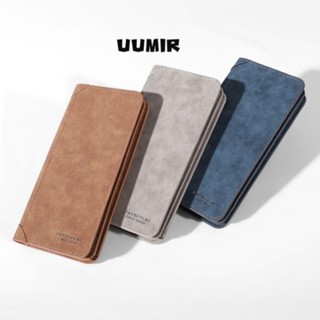 Uumir กระเป๋าสตางค์ใบยาว, กระเป๋าสตางค์ผู้ชายสีทึบหนัง PU, แ…