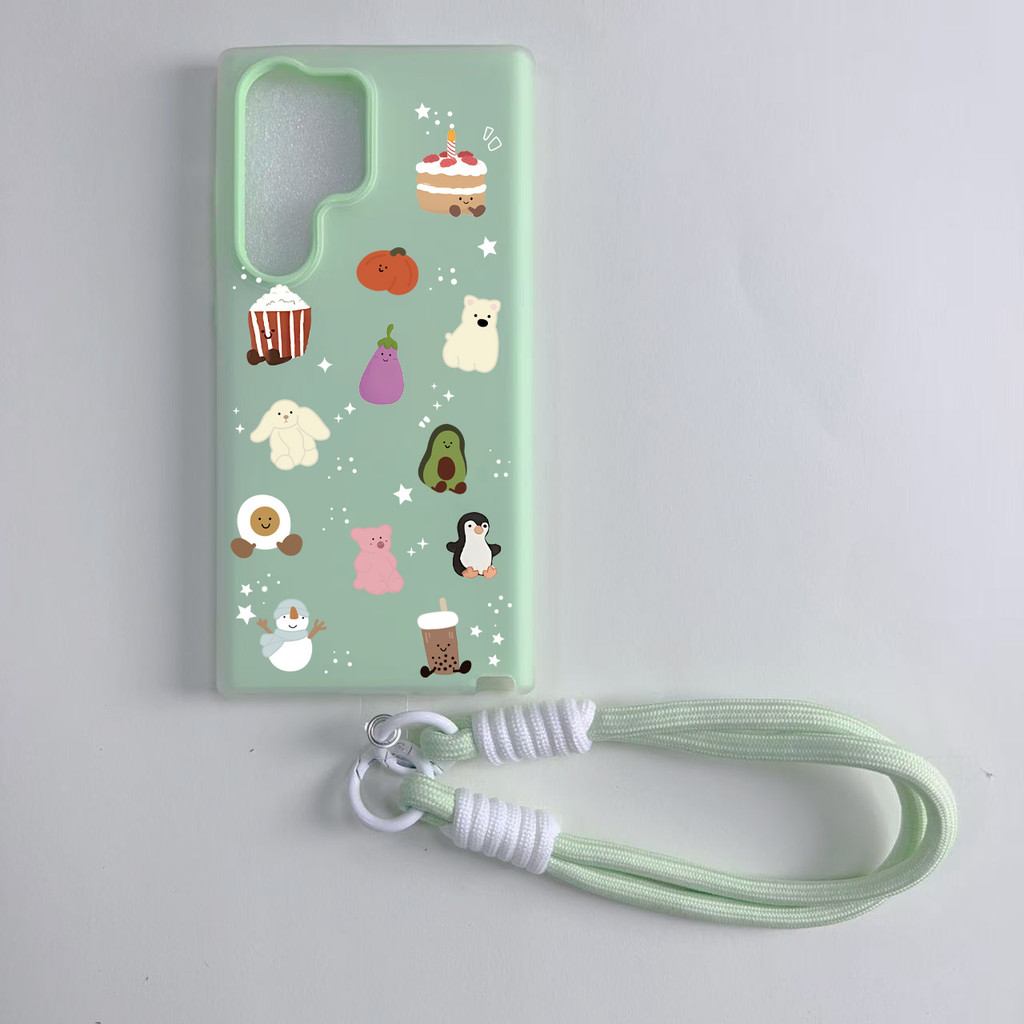 สีเขียวน่ารัก 2 in 1 กันกระแทกฝาครอบโทรศัพท์สําหรับ Samsung A23 A24 A25 a55 s22 s22plus ultra Case Girly S23 S23Plus s23fe s24 s24plus s24ultra s21FE ปลอก