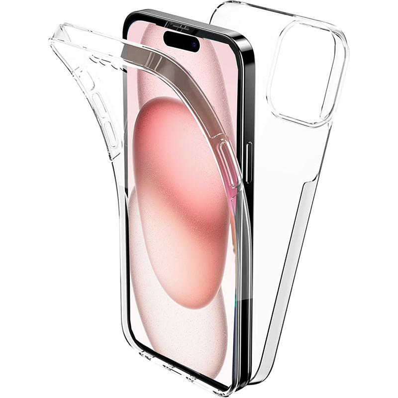360° Full Body Coverเคสโทรศัพท์สําหรับiPhone 16 15 14 13 12 11 Pro Max Mini Plus Clear Hybrid Hard CoverซิลิโคนSoft Shell Slim