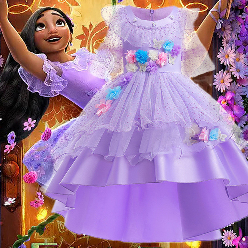 Magic Full House Isabella Princess Dress encanto isabela ดอกไม้สีม่วงชุดคอสเพลย์ปาร์ตี้เครื่องแต่งกา