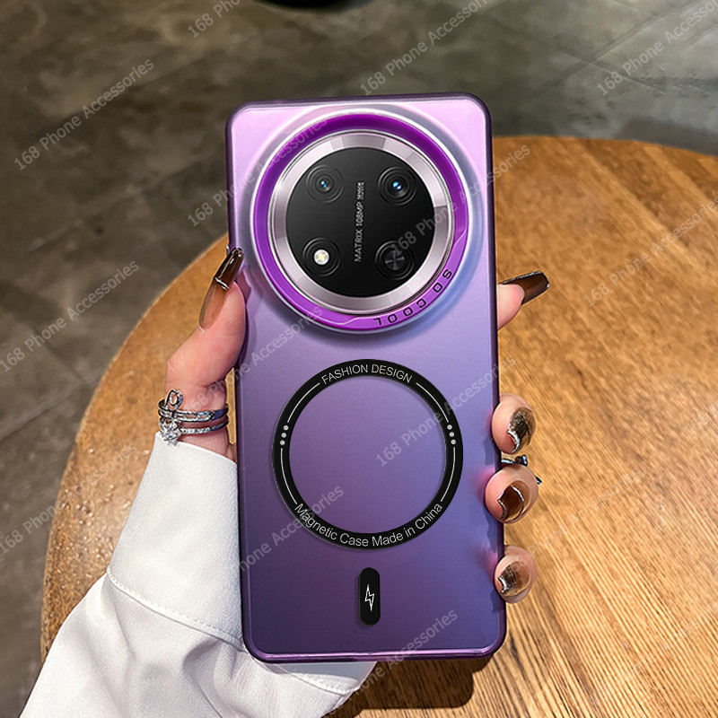 เคส Honor X9C X9D X9B X9A 5G เคส Honor X9C Smart เคสโทรศัพท์กันกระแทกแม่เหล็กไร้สายชาร์จนุ่มเคลือบซิลิโคนขอบแข็งแผ่นหลังกระเป๋าลมนิรภัยสีสันสดใส - รูปที่ 3