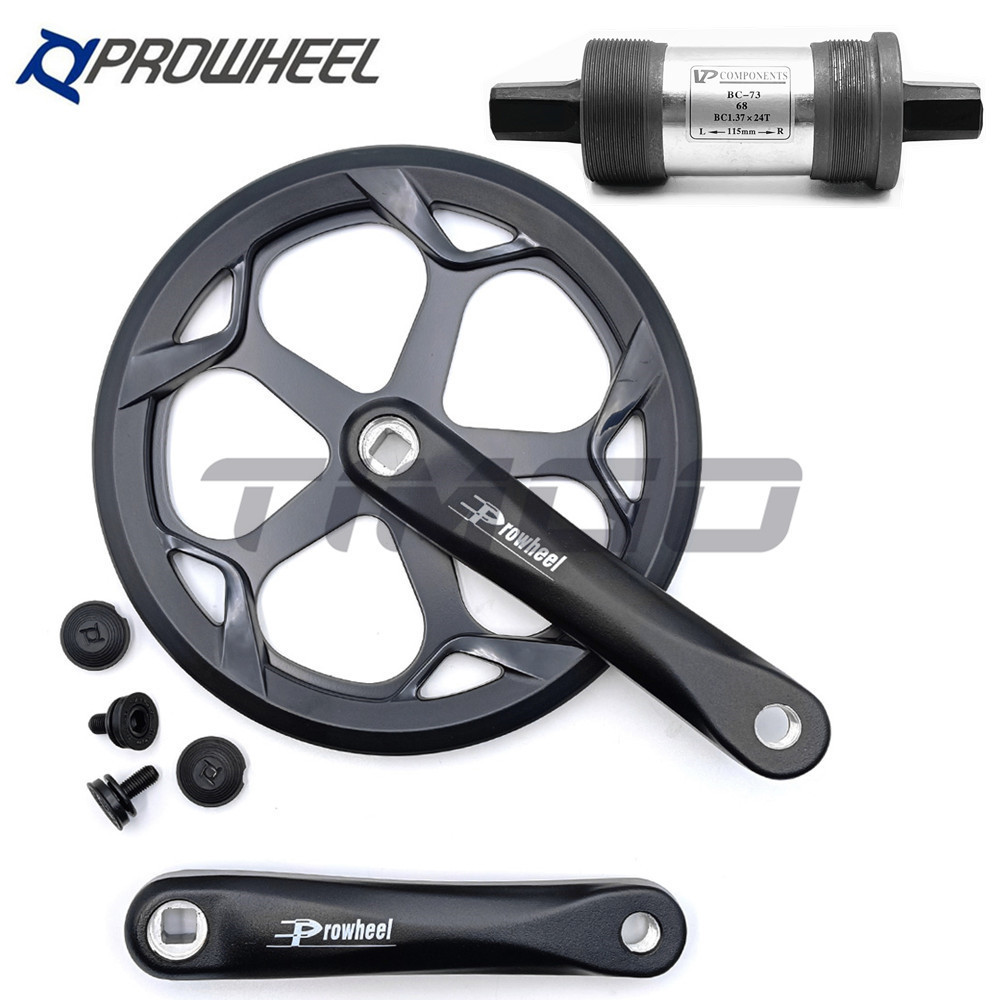 Prowheel Fixie แผนที่จักรยานพับ 1x ความเร็ว Crankset 52T เดี่ยว Cahinring Square Taper 165 มม.Crank 