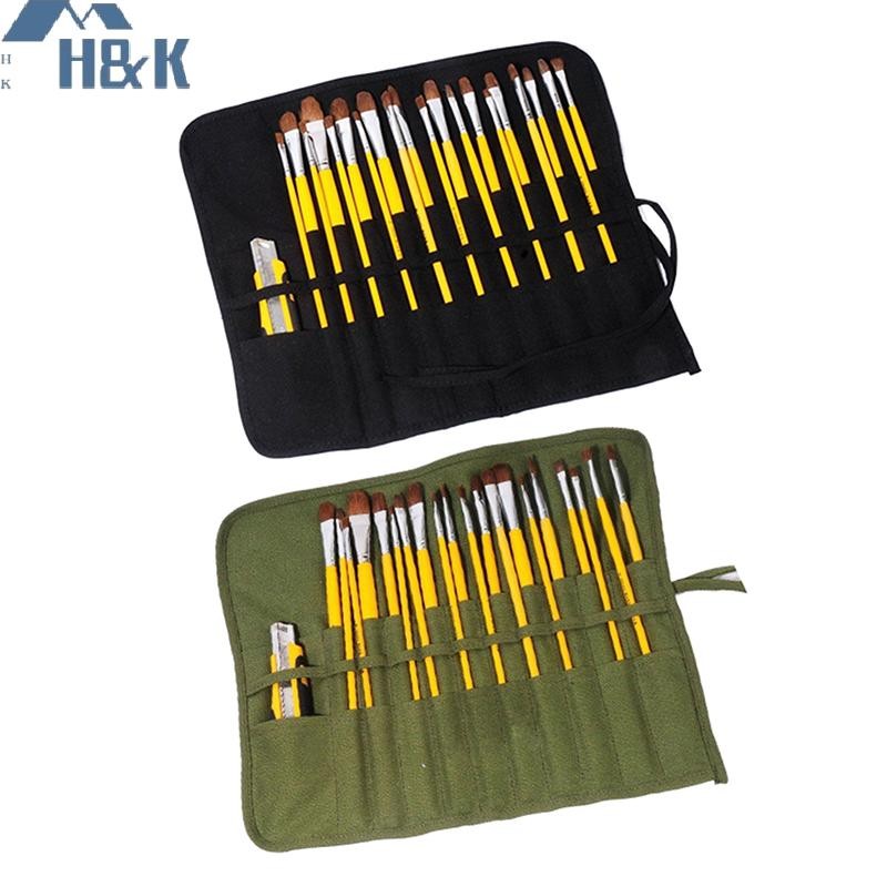 [H&K Apr] แบบพกพาภาพวาดแปรงกระเป๋าเก็บแปรงประดิษฐ์ตัวอักษรผ้าใบกระเป๋า Watercolor Storage Bag Artist Oil Paint Pen Bag {th}