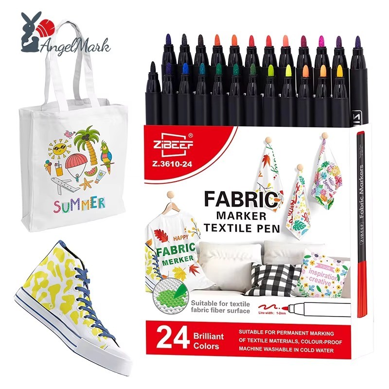 กันน้ํา Colorfast ผ้าสิ่งทอชุดปากกามาร์กเกอร์ - 12/24 สี DIY เสื้อผ้า Art Graffiti ภาพวาดปากกา