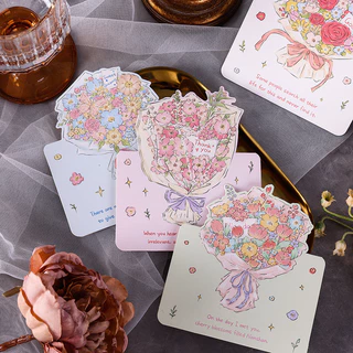 การ์ดอวยพรช่อดอกไม้วันครู Blessing Rose การ์ดเล็กวาดด้วยมือ