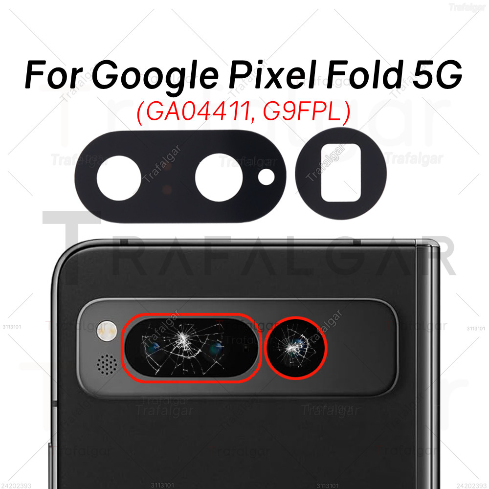 เลนส์กล้องด้านหลังด้านหลังสําหรับ Google Pixel พับ 5G G9FPL GA04411 ฝาครอบกล้องเปลี่ยนสติกเกอร์กาว
