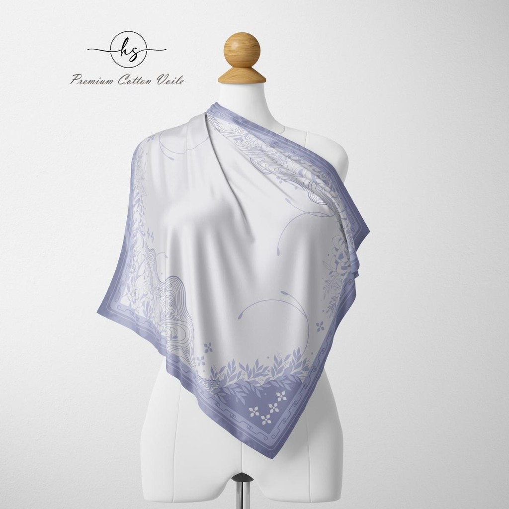 HARMONY DV Tudung Bawal Cotton Voile PREMIUM Square Hijab พิมพ์ B45+