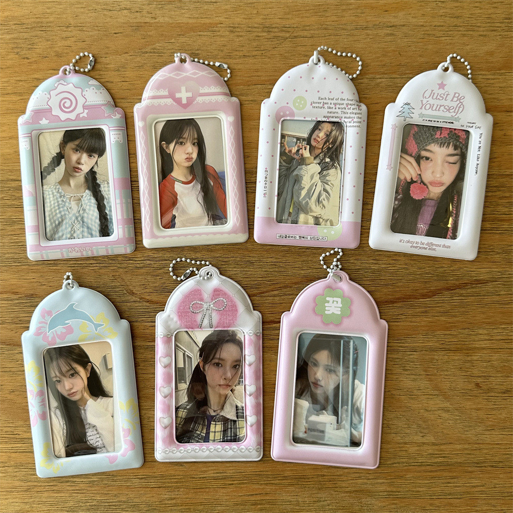 Ins Blue Dolphin Four-Leaf Clover 10 ซม.ผู้ถือบัตรขนาดเล็กคอลเลกชันโพลารอยด์การ์ดอาหาร Campus Card Aidou จี้เก็บ