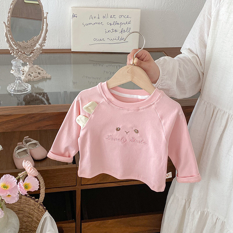 ฤดูใบไม้ผลิและฤดูใบไม้ร่วงสาวการ์ตูนแขนยาวฐานชั้น-น่ารักรอบคอเสื้อยืดสำหรับทารกและเด็กวัยหัดเดิน - รูปที่ 4