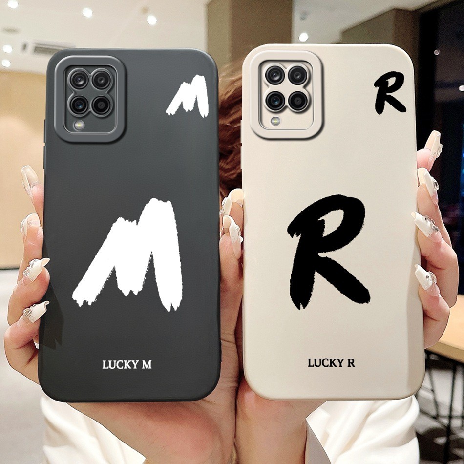 สําหรับ Samsung Galaxy A12 M12 Lucky จดหมายเริ่มต้นเคสโทรศัพท์สําหรับ Samsung A12 M12 A125F A127F เลนส์ป้องกันซิลิโคนอ่อนนุ่มกรณี