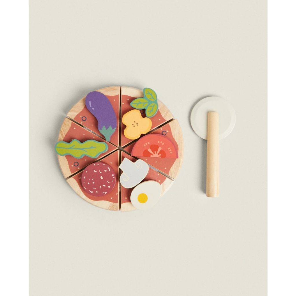Zara Home ของเล่นไม้พิซซ่าแกล้งทําเป็นเล่นครัว Montessori