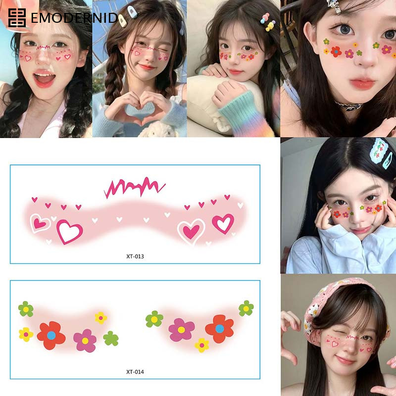 สติกเกอร์แต่งหน้าสาวน่ารักสตาร์หัวใจผงสีแดงสติกเกอร์ใบหน้าทาสีสติกเกอร์ - em