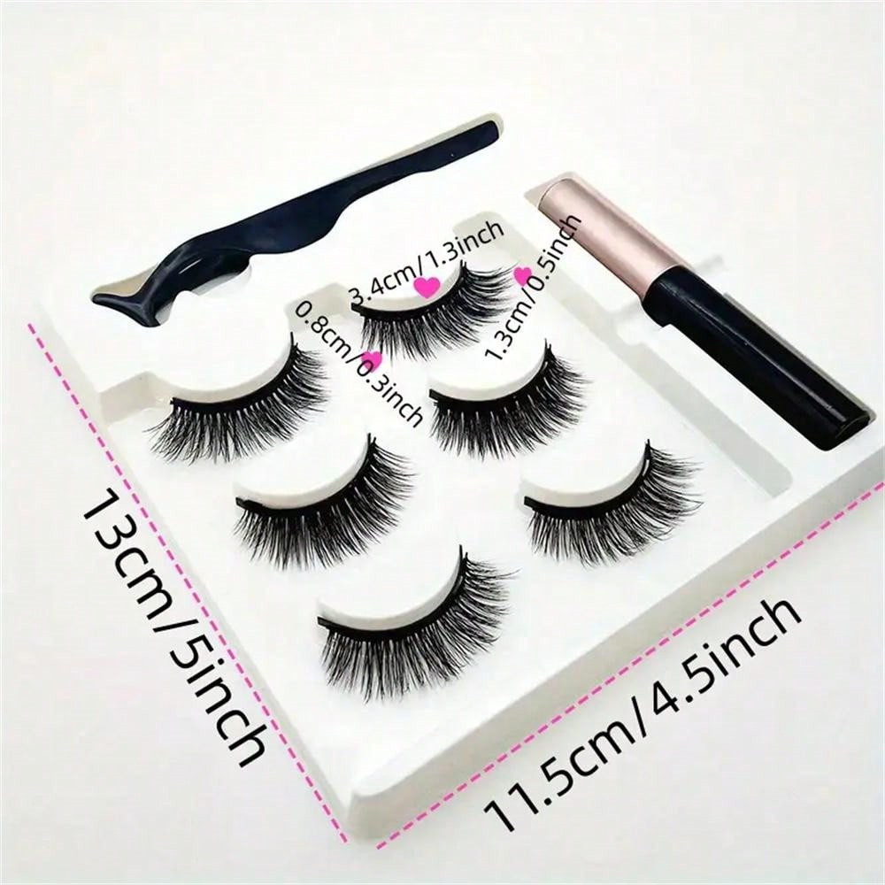 3 คู่ ขนตาแม่เหล็กและชุดอายไลเนอร์-แสง,กันเหงื่อ,ติดทนนาน,รูปลักษณ์ตามธรรมชาติ-ขนตามิงค์ประดิษฐ์ - รูปที่ 2