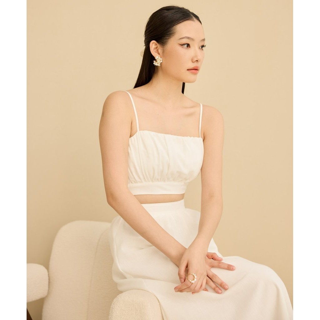 เสื้อ Ema Ruched - สีขาว