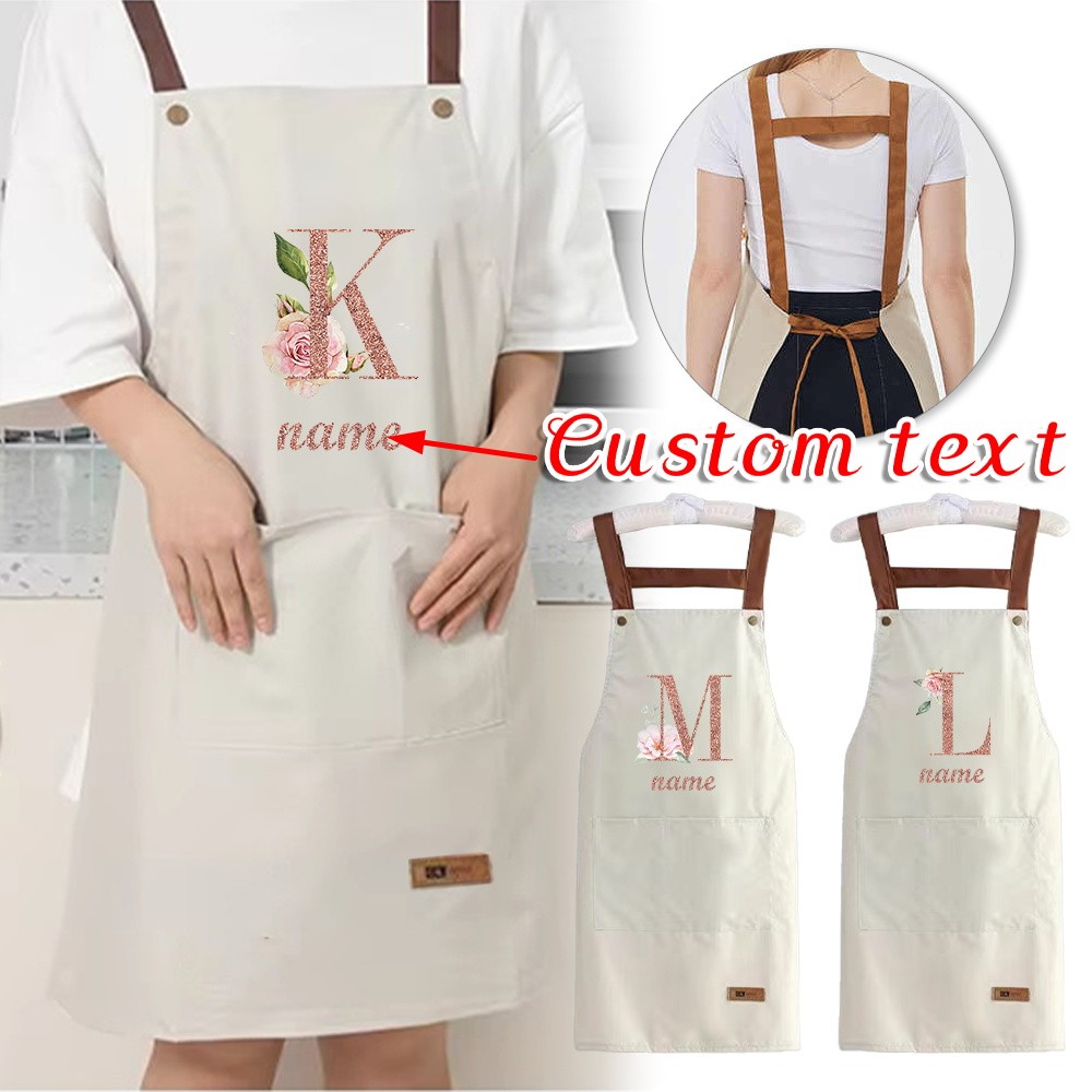 ข้อความที่กําหนดเองผ้ากันเปื้อนครัว Chef Apron H-Type Strap Design Apron Dapur Kitchen Chef Apron ro