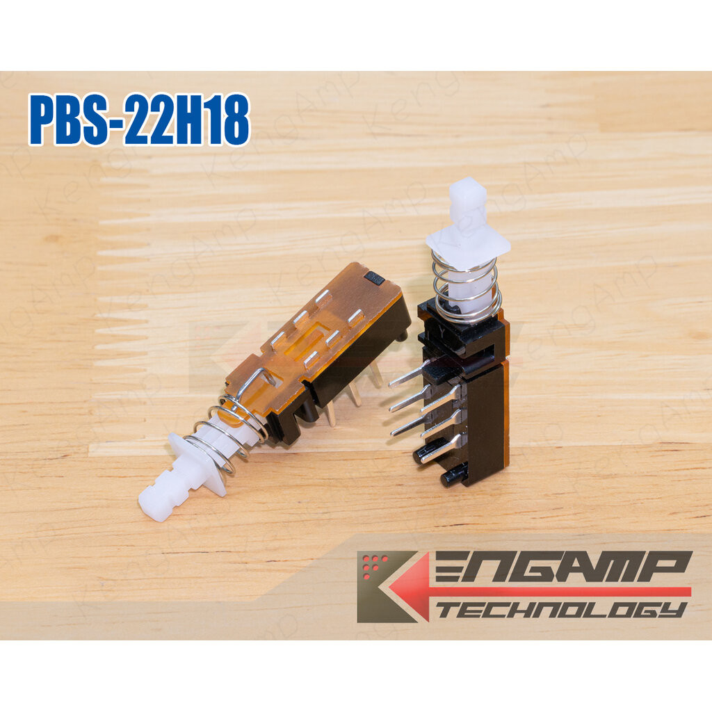 (1ตัว) [SW] PBS-22H18 Key Switch DPDT สวิตซ์ กดติด-กดดับ 3ขา 2แถว (บางล็อตสีดำ บางล๊อตสีเทา)