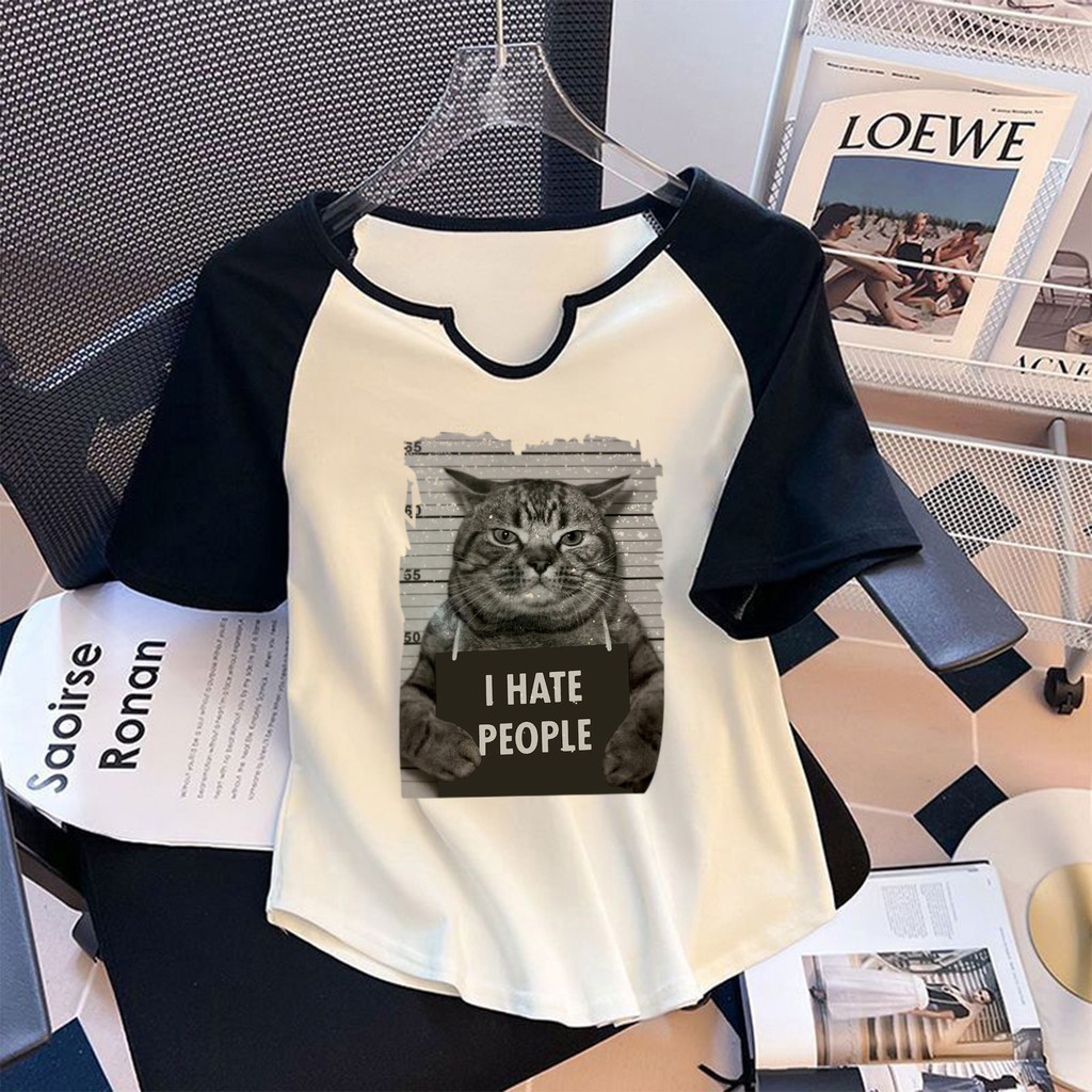 T42.SHOP🌸 สินค้าใหม่ เสื้อทูโทน baby tee เสื้อสาวอวบ สไตล์เกาหลี ลาย 