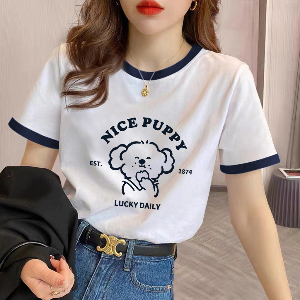 เสื้อยืดคอกลมแบบพิมพ์ลายสร้างสรรค์ สไตล์ชิลล์สำหรับฤดูร้อน ใส่สบายและคล่องตัว