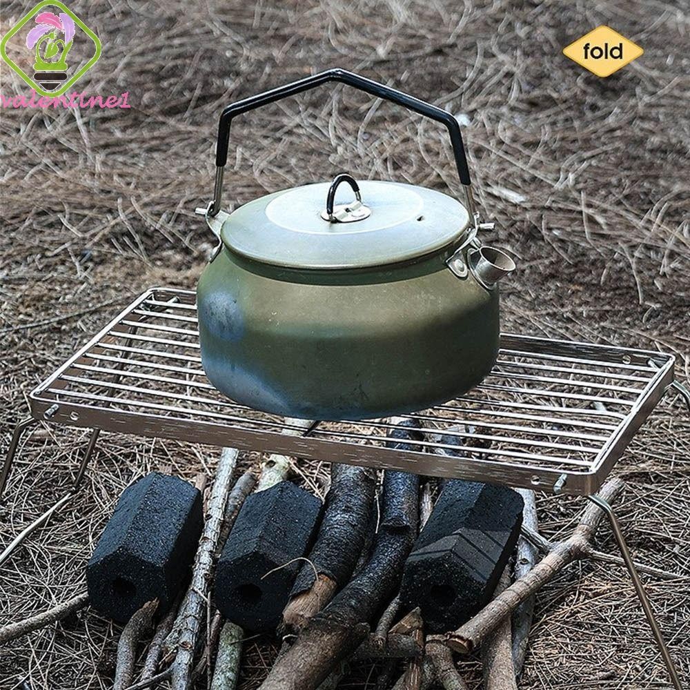 วาเลนติ ตะแกรงย่างแคมป์ปิ้งแบบพับได้, ขาตั้งเตาบาร์บีคิวพับได้สแตนเลส, มัลติฟังก์ชั่นการกัดกร่อนต้านทานย่างทนความร้อนพับเผา-เป็น ขาตั้งกลางแจ