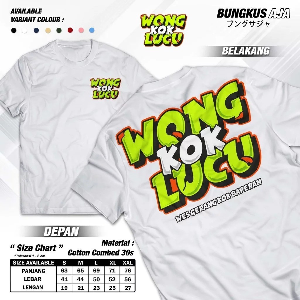 Wong Kok เสื้อยืดตลก Distro เสื้อ Viral Java Words Relie Nyindir Wes Gerang Kok Baperan Cotton Combe