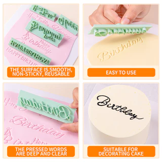 บทที่8ชิ้นคำ DIY ลายมือจดหมายพิมพ์ตัดชุดแสตมป์สุขสันต์วันเกิดเบเกอรี่ supplythday ที่ต้องการเครื่องมือตกแต่งเค้กหลายแบบ