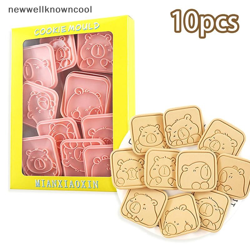 Newwellknowncool 10pcs การ์ตูน Capybara รูปเครื่องตัดคุกกี้สัตว์ Fondant บิสกิตแม่พิมพ์เค้กตกแต่งเครื่องมือเบเกอรี่อุปกรณ์ครัว AAD