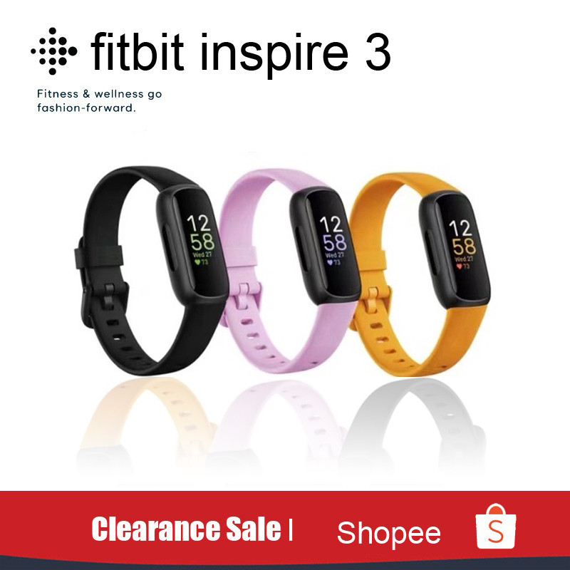 ฟิตบิท สร้างแรงบันดาลใจ 3 ตัวติดตามสุขภาพและฟิตเนส + สายนาฬิกาสร้อยข้อมือสปอร์ตอัตราการเต้นหัวใจพร้อมกล่องปิดผนึก Fitbit Inspire 3