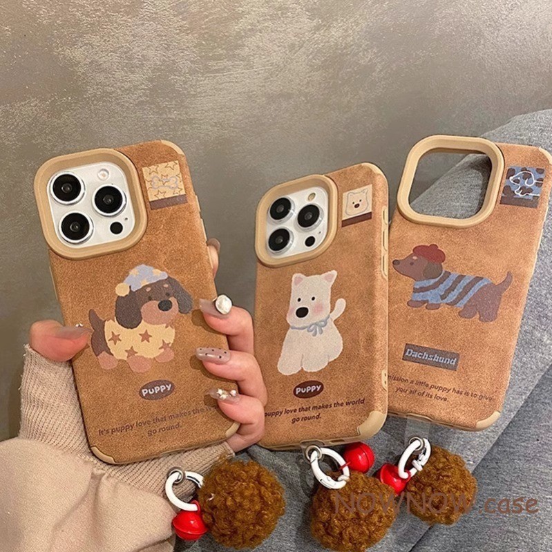 สําหรับ IPhone 16 15 14 13 12 11 Pro Max X XR XS Max 7 8 Plus ฤดูใบไม้ร่วงและฤดูหนาวรูปแบบหนังน่ารักการ์ตูน Western Highland สุนัขเคสโทรศัพท์ปกอ่อน