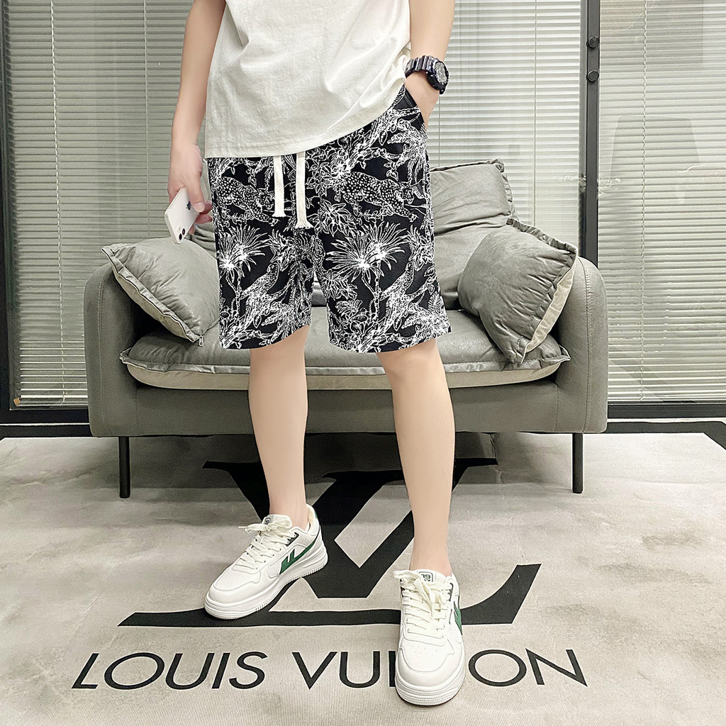 TT HOME01 กางเกงขาสั้นแฟชั่น กางเกงลำลองสามารถสวมใส่ได้ทั้งชายหญิง ลวดลายสมัยใหม่ ใส่สบาย QC-DK8019