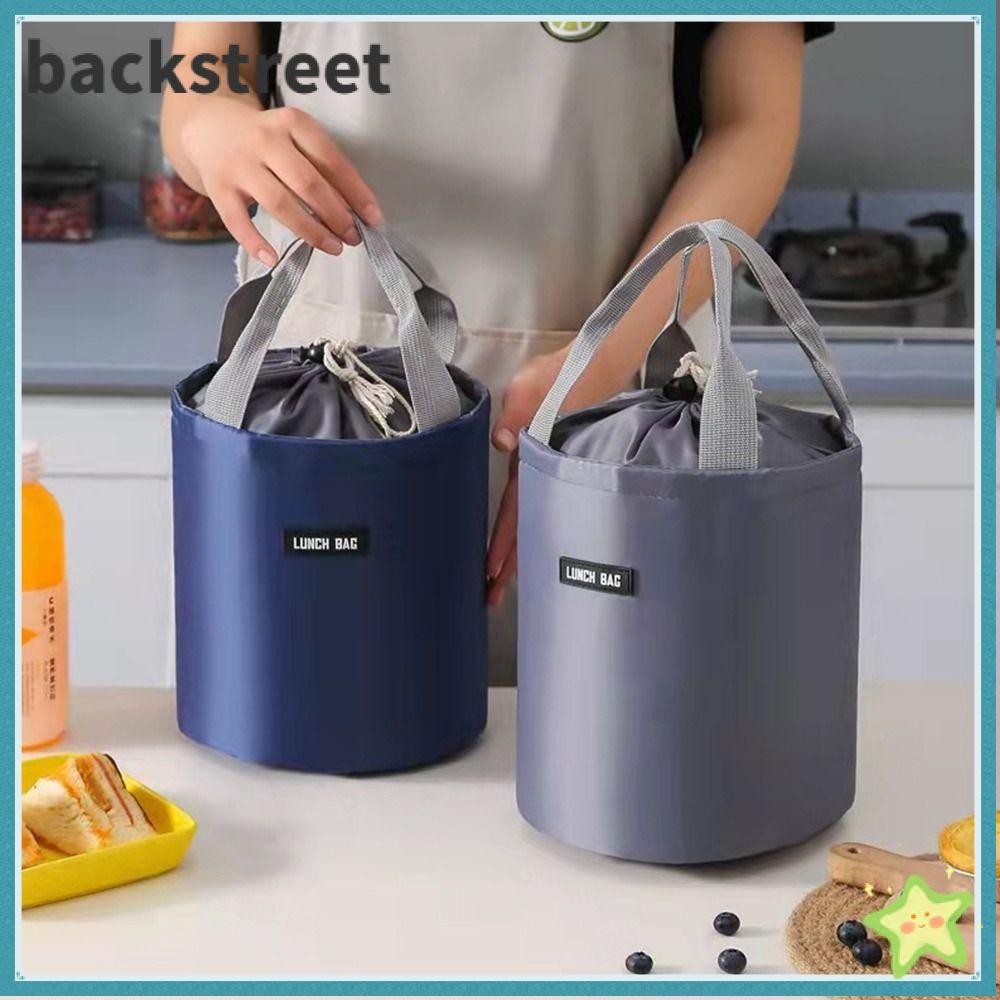 Backstagereet Insulated Thermal Bag Portable Round Waterproof Travel Lunch Box