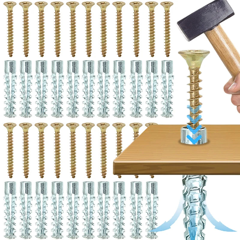 หลอดขยายโลหะแตะตัวเอง 10 ชิ้น / สลักเกลียวผนังหนามแข็ง / การปรับปรุงบ้าน ตัวยึดโลหะที่ทนทาน