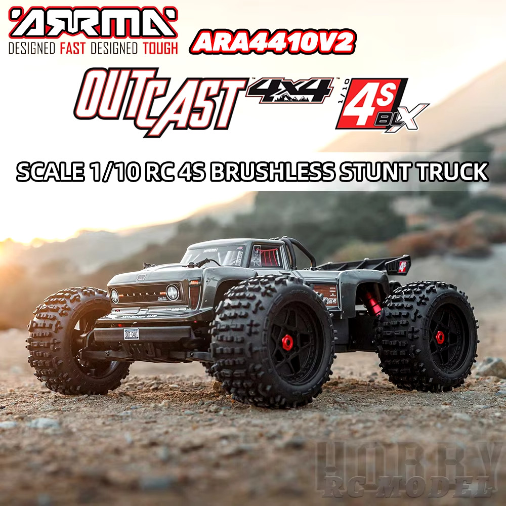 Arrma 1/10 OUTCAST V2 ARA4410V2 4S Brushless 1:10 RC รีโมทคอนโทรลไฟฟ้ารุ่นรถ STUNT TRUCK 4WD RTR ผู้ใหญ่ของเล่นเด็ก