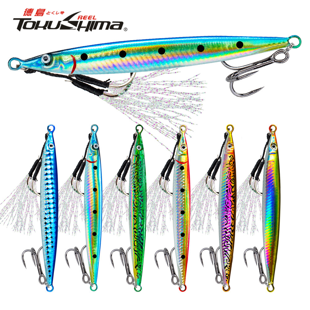 1 PC ยาว Cast Jigs Fast Sinking เหยื่อประดิษฐ์โลหะ Jigging 14G-45G พิมพ์ Hard เหยื่อเลเซอร์ตะขอตกปลาที่แข็งแกร่งสําหรับน้ําเค็ม