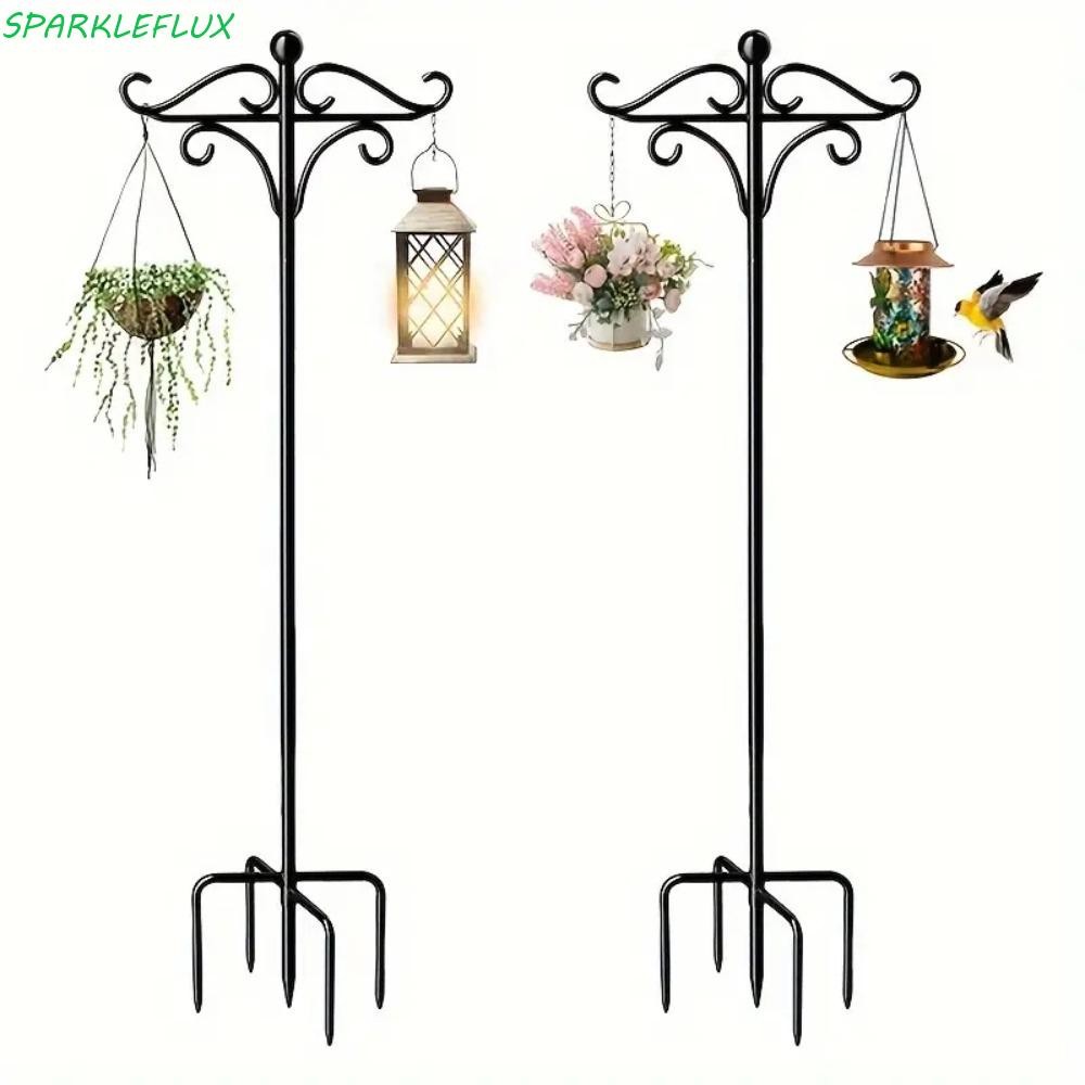 ประกายไฟ ตะขอโลหะเชพเพิร์ด,โลหะสีดําตะขอแขวนตะกร้า,ตะขอโคมไฟปรับสภาพอากาศทนมัลติฟังก์ชั่ตะขอพืชพืชสวนดอกไม้แสง