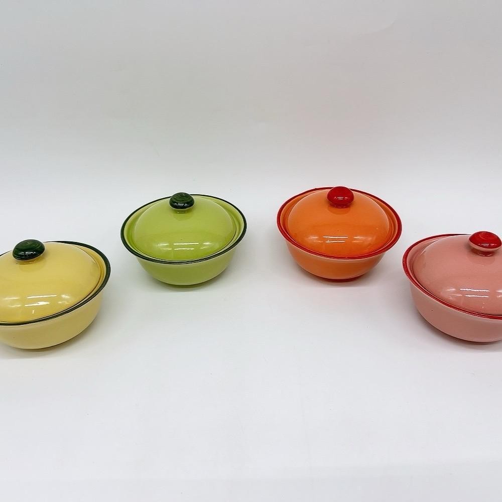 ถ้วยฝาปิดเลียนแบบสังกะสี 3 นิ้ว เซรามิกเข้าไมโครเวฟได้