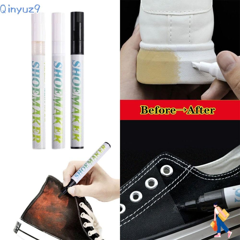 Qinyuz9 กําจัดคราบ,ซ่อมเสริมสีสีขาวไปสีเหลืองรองเท้าผ้าใบAnti-Oxidationปากกา,รองเท้าอุปกรณ์เสริมDIYภาพวาดสีขาวสีดําปากกาซ่อมรองเท้าของขวัญ