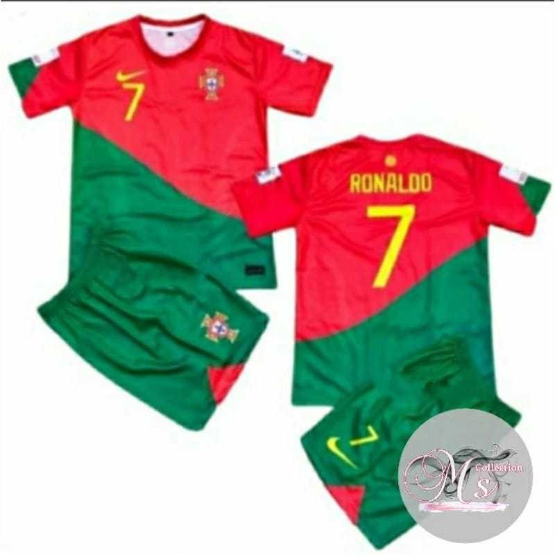 RONALDO Football Shirt Set / Portugal Jersey ယူနစ်ဆက်ဇ် (T-shirt Set) ယောက်ျား/မိန်းကလေးအတွက်