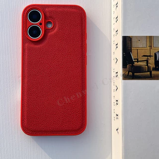 สีแดง PU หนัง Slim สําหรับ iPhone 16 16Pro 16Plus 16Promax 15 15Pro 15plus 15Promax 14 14Pro 14Promax 13Pro 13Promax 13mini 17 12Promax 11 11Pro X 8P Xr Xsmax 12Pro