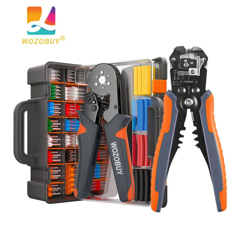 WOZOBUY Insulated Wire Terminals Ratcheting Ferrule Crimper Tool HSC8 6-6A - 24-10AWG Wire Stripper,