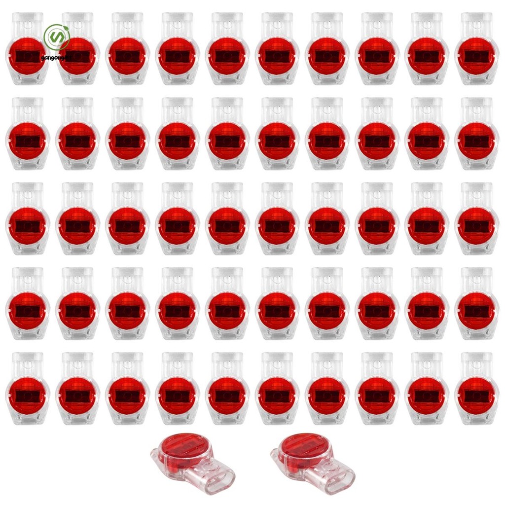 [gangong1kr]55 ชิ้นเจล Splice UR Connector 3 พอร์ตขั้วต่อสายไฟสีแดง + ใส