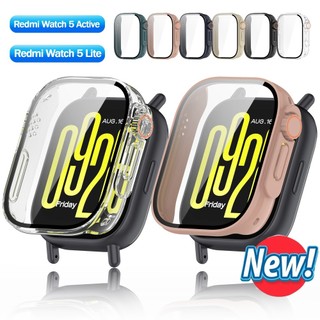 เคสพีซี + กระจกนิรภัยเปลี่ยนเคสอัลตร้าสําหรับ Redmi Watch 5 Active & Lite สมาร์ทวอท์ชฝาครอบกันชนป้องกันหน้าจอสําหรับ Redmi Watch 5 Active Lite