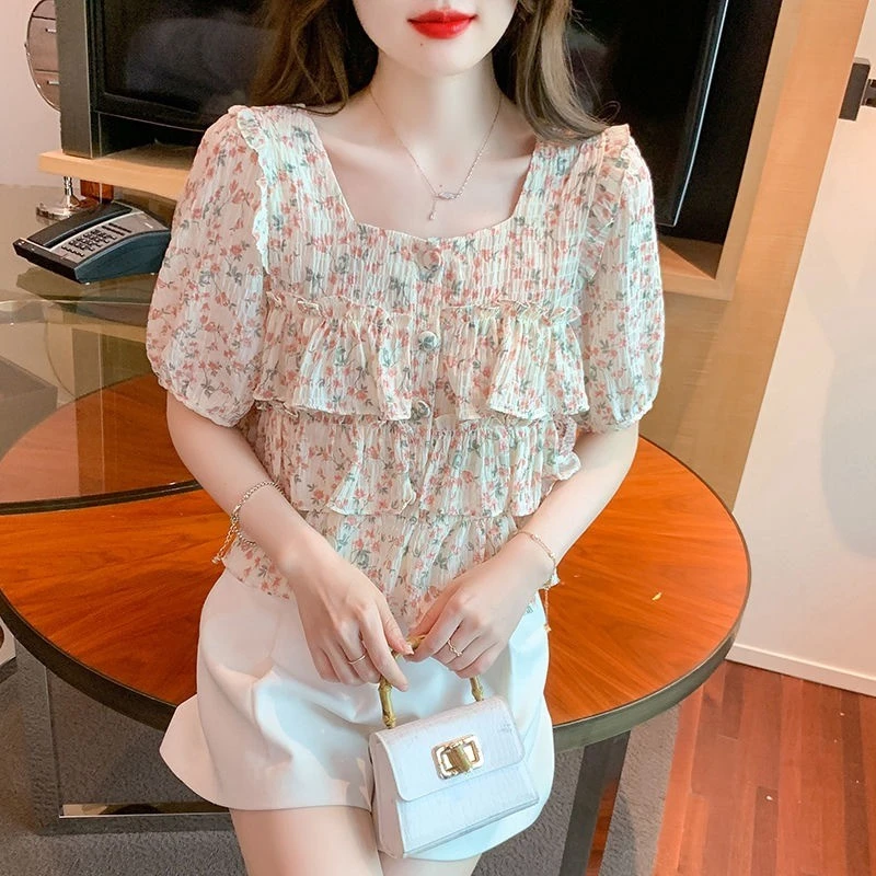เสื้อลายดอกใบบัวแขนสั้น thumbnail 4