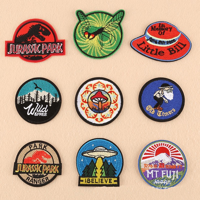 ตัวรีดติดเสื้อสวยๆกับลายJurassic Parkอาร์มติดเสื้อ ตัวรีดติดผ้า ติดแมส หมวก DIY iron on patches มีเก็บปลายทาง B21