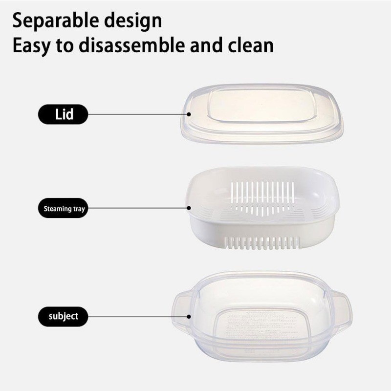 1/3/5 ชิ้น Microwavable Rices Freshing กล่อง - ตู้เย็นภาชนะเก็บผักผลไม้ - ที่เก็บอาหารวางซ้อนกันได้ - รูปที่ 6