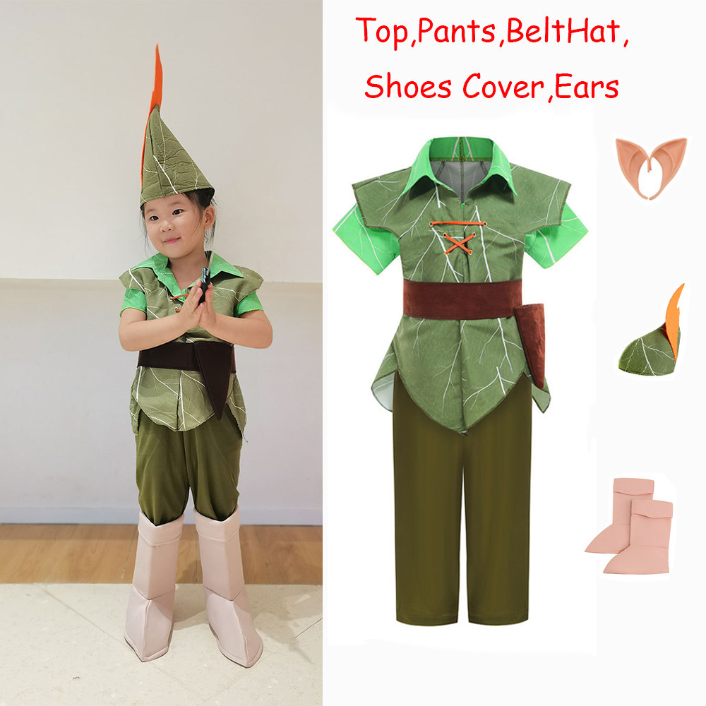 Fairy Peter Pan คอสเพลย์เครื่องแต่งกาย Elf หูชุดมีดสําหรับเด็ก Boy